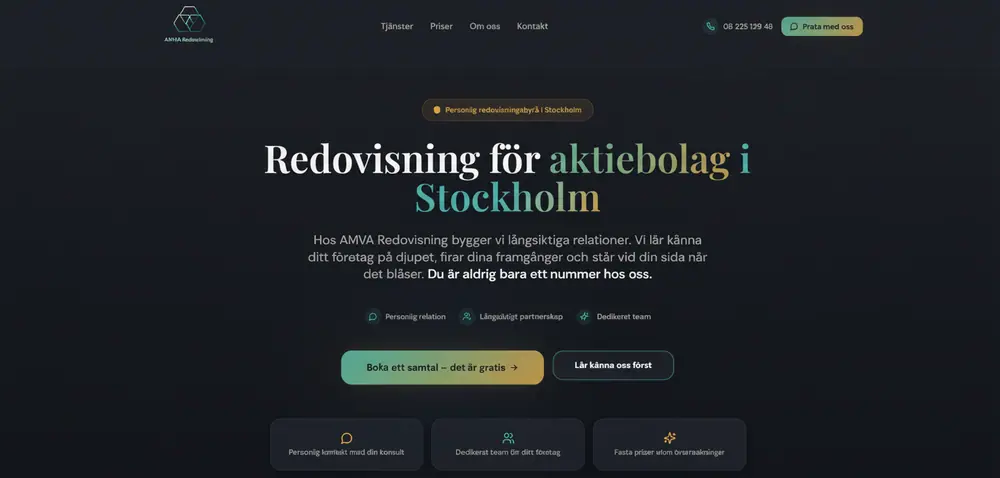 AMVA Redovisning hemsida - Professionell redovisningsbyrå i Stockholm
