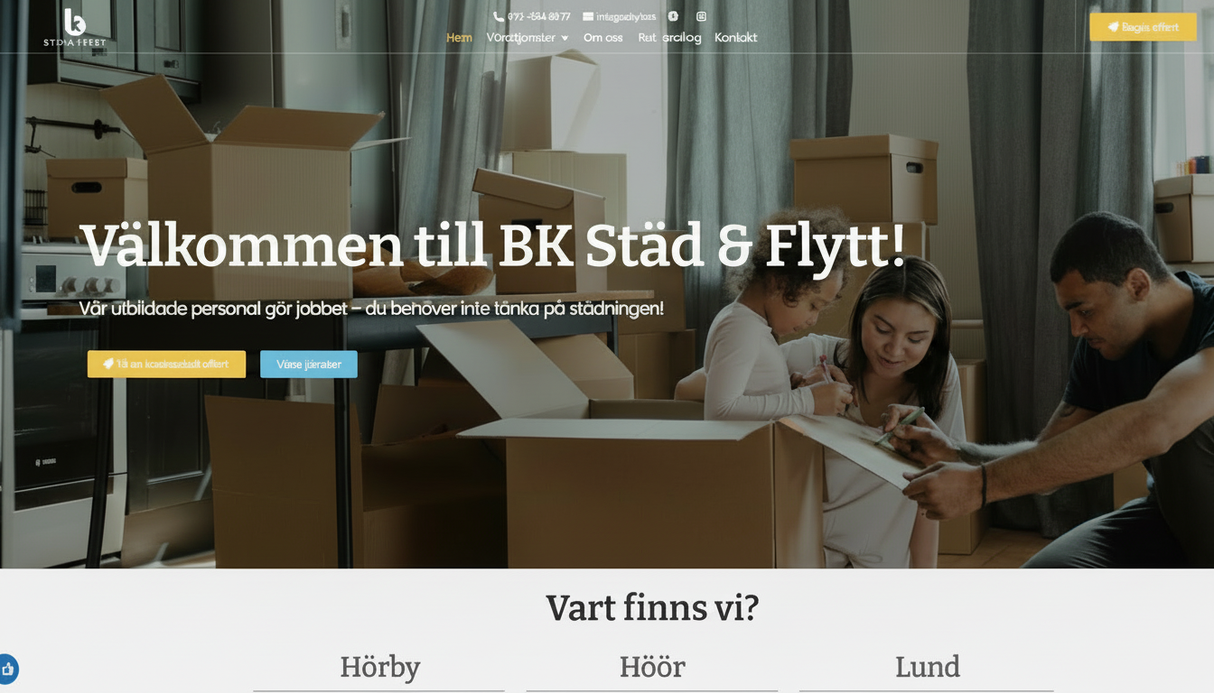 BK Städ & Flytt hemsida