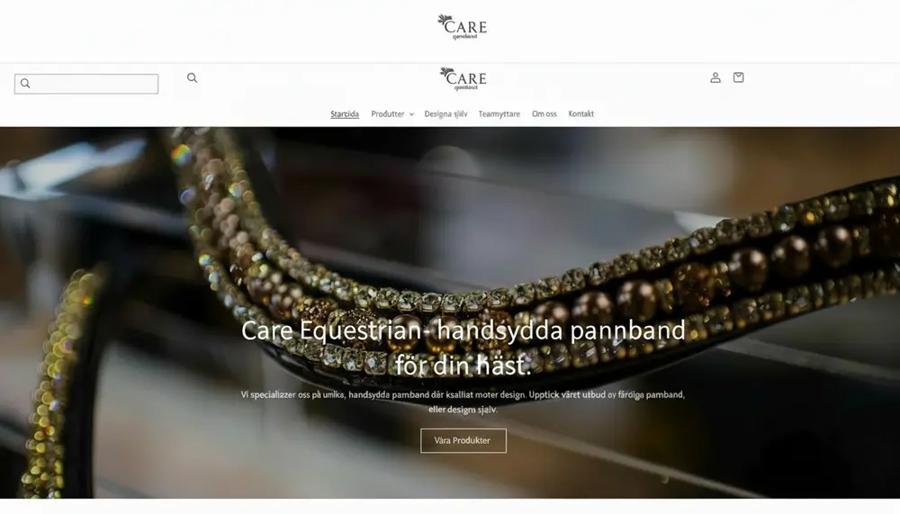 Care Equestrian - E-handelssajt för handsydda häst pannband