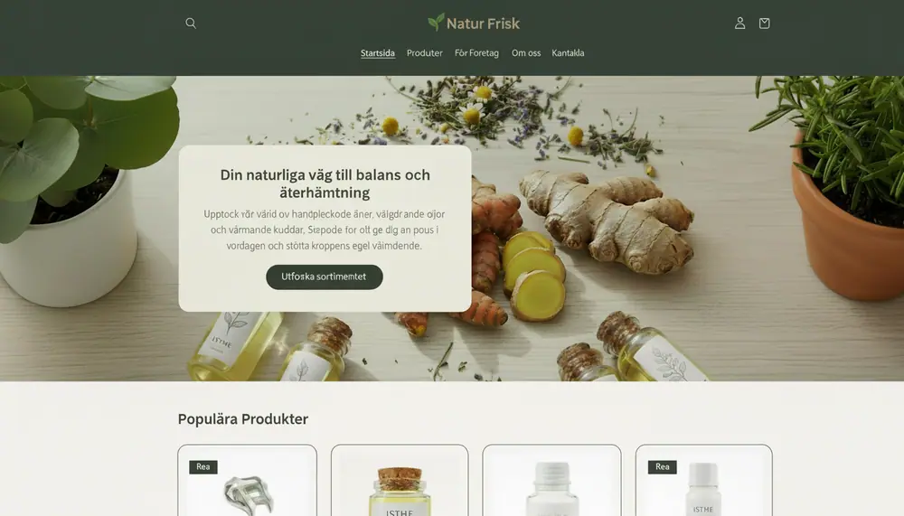 Natur Frisk - Efter modern hemsida för naturliga hälsoprodukter